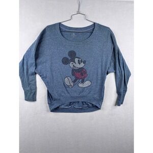 Disney Parks Mickey Mouse Rhinestone Sweatshirt Blue Batwing Pullover Medium